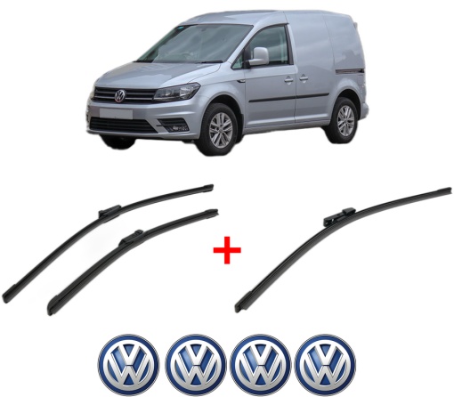 Set 3 stergatoare Volkswagen CADDY ALLTRACK IV Box Body/MPV (SAA) din 2015 - 2020, pentru parbriz si luneta fata si spate auto, Bosch Aerotwin, din cauciuc siliconat rezistent, 4 Stickere Auto VW