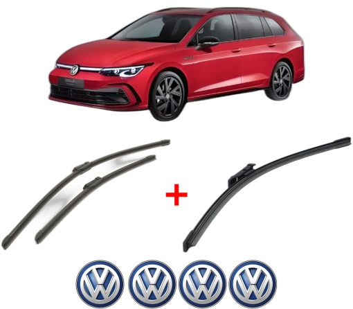 Set 3 stergatoare Volkswagen GOLF VIII Variant (CG5, DB5) din 2020 - 2024, pentru parbriz si luneta fata si spate auto, Bosch Aerotwin, din cauciuc siliconat rezistent, 4 Stickere Auto VW