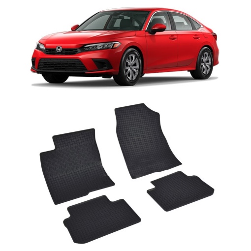 Set 4 covorase Honda Civic 2022-prezent, din cauciuc 100%, compatibile cu autoturismul Honda Civic