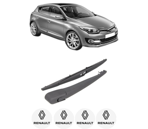 Set brat stergator spate cu lamela pentru RENAULT MEGANE III Hatchback (BZ0/1_, B3_) din 2008-2017, pentru spate, din cauciuc siliconat rezistent, 4 stickere auto RENAULT