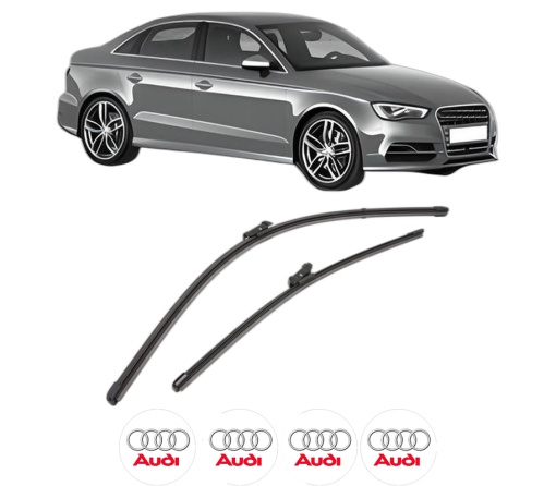 Set stergatoare AUDI A3 Limousine (8VS, 8VM) din 2013-2020, pentru parbriz auto, 2 bucati, Valeo Silencio Xtrm, din cauciuc siliconat rezistent, 4 Stickere Auto AUDI