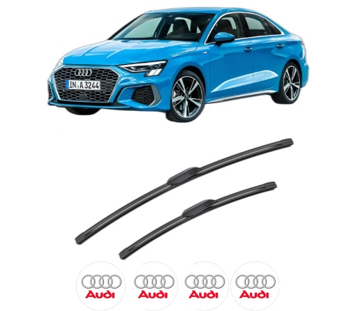 Set stergatoare AUDI A3 Limousine (8YS, 8YM) din 2020-2024, pentru parbriz auto, 2 bucati, Bosch Aerotwin, din cauciuc siliconat rezistent, 4 Stickere Auto AUDI
