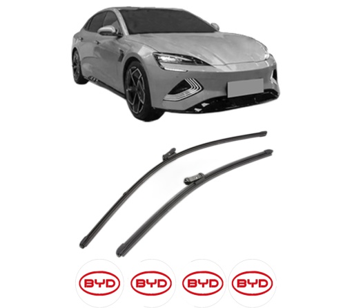 Set stergatoare BYD SEAL din 2022-2023, pentru parbriz auto, 2 bucati, Valeo Silencio Xtrm, din cauciuc siliconat rezistent, 4 Stickere Auto BYD