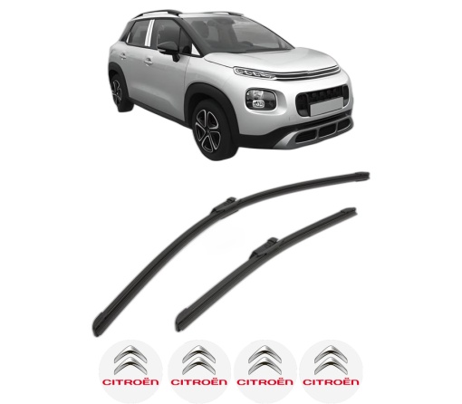 Set stergatoare CITROEN C3 AIRCROSS II (2R_, 2C_) din 2017-2020, pentru parbriz auto, 2 bucati, Bosch Aerotwin, din cauciuc siliconat rezistent, 4 Stickere Auto CITROEN