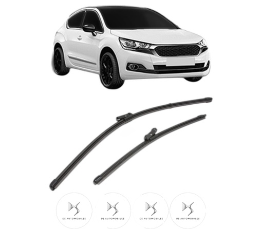 Set stergatoare DS DS 4 II (FR_, FB_, F3_) din 2021-2024, pentru parbriz auto, 2 bucati, Valeo Silencio Xtrm, din cauciuc siliconat rezistent, 4 Stickere Auto DS