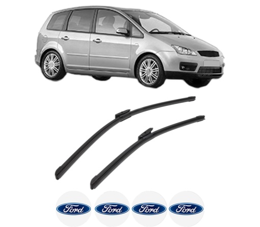 Set stergatoare FORD FOCUS C-MAX (DM2) din 2003-2007, pentru parbriz auto, 2 bucati, Bosch Aerotwin Multi, din cauciuc siliconat rezistent, 4 Stickere Auto FORD