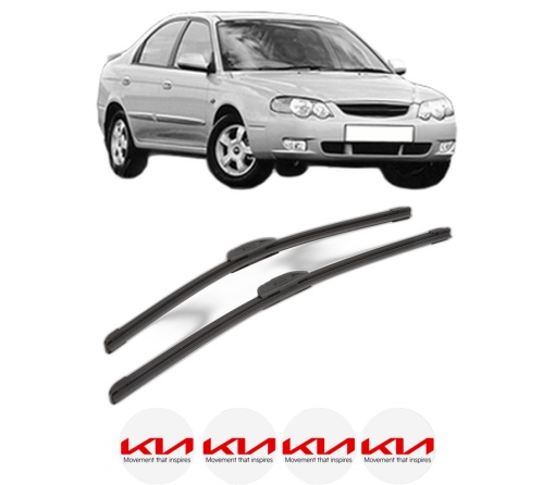 Set stergatoare KIA SHUMA II (FB) din 2001-2003, pentru parbriz auto, 2 bucati, Bosch Aerotwin Retrofit, din cauciuc siliconat rezistent, 4 Stickere Auto KIA