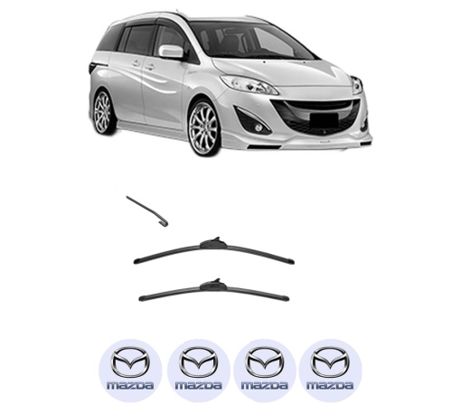 Set stergatoare MAZDA 5 (CW) din 2010, pentru parbriz auto, 2 bucati, Valeo Silencio, din cauciuc siliconat rezistent, 4 Stickere Auto MAZDA