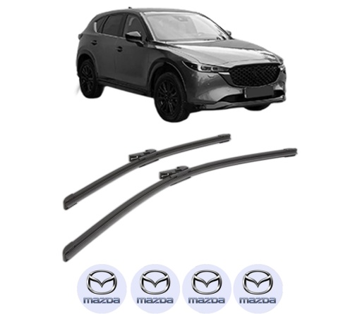 Set stergatoare MAZDA CX-5 (KF) din 2016-2023, pentru parbriz auto, 2 bucati, Bosch Aerotwin, din cauciuc siliconat rezistent, 4 Stickere Auto MAZDA
