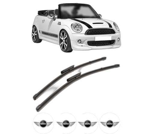 Set stergatoare MINI MINI Convertible (R57) din 2007-2015, pentru parbriz auto, 2 bucati, Valeo Silencio Xtrm, din cauciuc siliconat rezistent, 4 Stickere Auto MINI