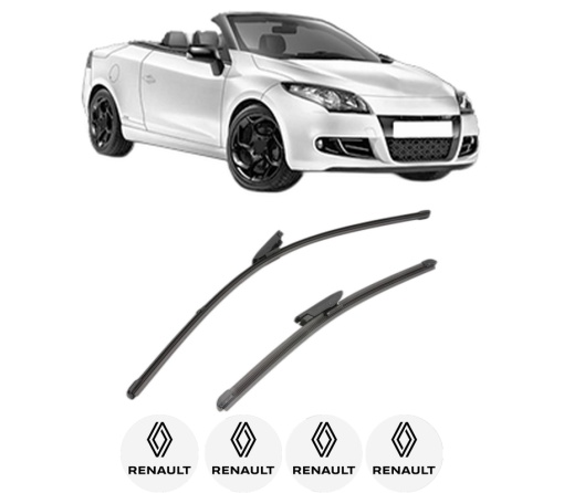 Set stergatoare RENAULT MEGANE CC (EZ0/1_) din 2010-2015, pentru parbriz auto, 2 bucati, Valeo Silencio Xtrm, din cauciuc siliconat rezistent, 4 Stickere Auto RENAULT