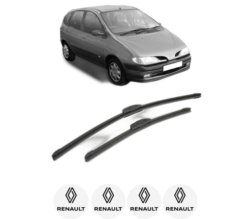 Set stergatoare RENAULT MEGANE Scénic (JA0/1_) din 1996-1999, pentru parbriz auto, 2 bucati, Bosch Aerotwin Retrofit, din cauciuc siliconat rezistent, 4 Stickere Auto RENAULT