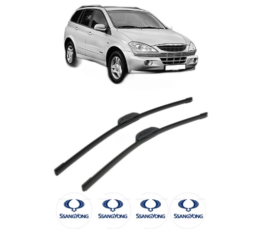 Set stergatoare SSANGYONG KYRON din 2005-2010, pentru parbriz auto, 2 bucati, Bosch Aerotwin Retrofit, din cauciuc siliconat rezistent, 4 Stickere Auto SSANGYONG