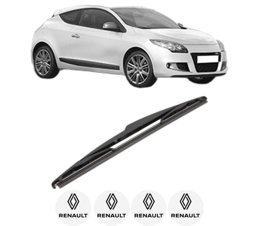 Stergator lamela spate RENAULT MEGANE III Coupe (DZ0/1_) din 2008 - 2016, pentru luneta auto, Valeo Silencio, din cauciuc siliconat rezistent, 4 Stickere Auto RENAULT