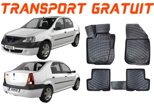 Dacia Logan 2004-2012 Set 4 covorase auto din cauciuc tip tavita premium line 3D - Transport Gratuit!