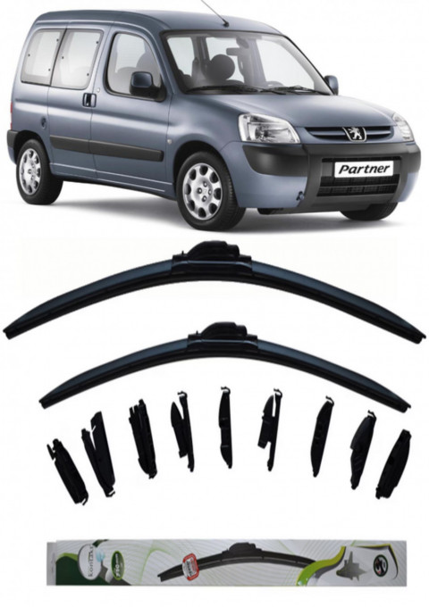 Set 2 stergatoare Kontakt Multi Adapter 65 cm /40 cm compatibile cu Peugeot Partner Origin Box Body/Mpv (G_) din 2008-2015 (65 cm/40 cm)