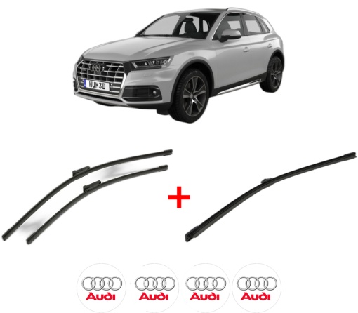 Set 3 stergatoare AUDI Q5 (FYB, FYG) din 2016 - 2020, pentru parbriz si luneta fata si spate auto, Bosch Aerotwin, din cauciuc siliconat rezistent, 4 Stickere Auto AUDI