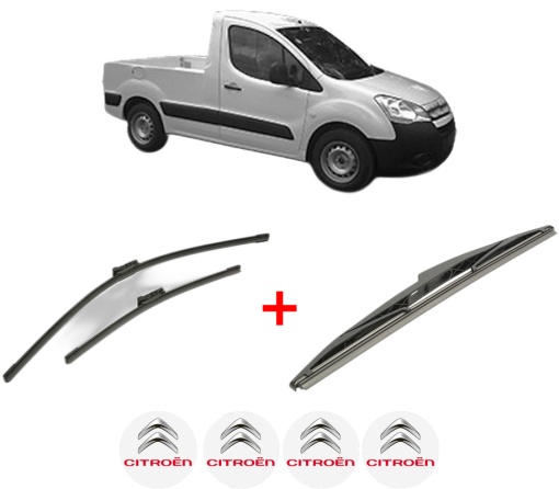 Set 3 stergatoare CITROEN BERLINGO Platform/Chassis (B9) din 2008 - 2021, pentru parbriz si luneta fata si spate auto, Bosch Twin, din cauciuc siliconat rezistent, 4 Stickere Auto CITROEN