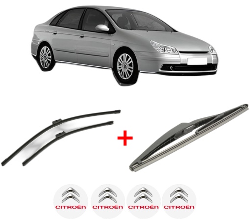 Set 3 stergatoare CITROEN C5 II (RC_) din 2004 - 2008, pentru parbriz si luneta fata si spate auto, Bosch Twin, din cauciuc siliconat rezistent, 4 Stickere Auto CITROEN