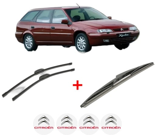 Set 3 stergatoare CITROEN XANTIA Estate Van (X2_) din 1997 - 2003, pentru parbriz si luneta fata si spate auto, Bosch Twin, din cauciuc siliconat rezistent, 4 Stickere Auto CITROEN