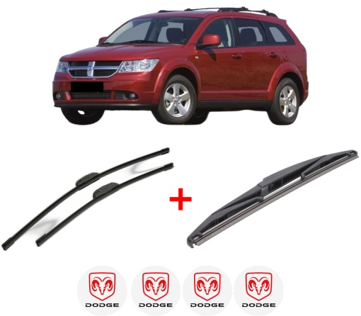 Set 3 stergatoare DODGE JOURNEY VAN (JC) din 2008 - 2012, pentru parbriz si luneta fata si spate auto, Bosch Twin, din cauciuc siliconat rezistent, 4 Stickere Auto DODGE
