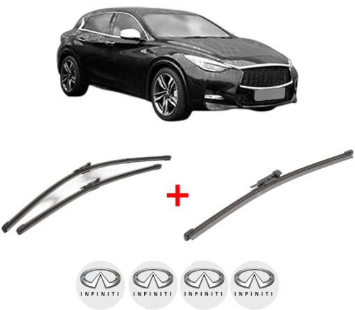 Set 3 stergatoare INFINITI Q30 din 2015, pentru parbriz si luneta fata si spate auto, Valeo Silencio Xtrm, din cauciuc siliconat rezistent, 4 Stickere Auto INFINITI