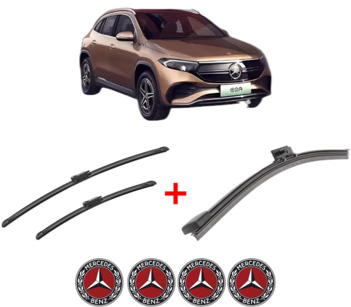 Set 3 stergatoare MERCEDES-BENZ EQA (H243) din 2021, pentru parbriz si luneta fata si spate auto, Bosch Aerotwin, din cauciuc siliconat rezistent, 4 Stickere Auto MERCEDES-BENZ