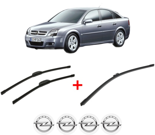 Set 3 stergatoare OPEL VECTRA C GTS (Z02) din 2002 - 2009, pentru parbriz si luneta fata si spate auto, Bosch Aerotwin, din cauciuc siliconat rezistent, 4 Stickere Auto OPEL