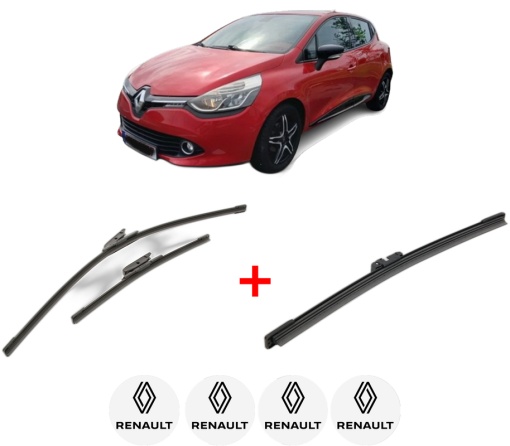 Set 3 stergatoare RENAULT CLIO IV (BH_) din 2012 - 2021, pentru parbriz si luneta fata si spate auto, Bosch Aerotwin, din cauciuc siliconat rezistent, 4 Stickere Auto RENAULT
