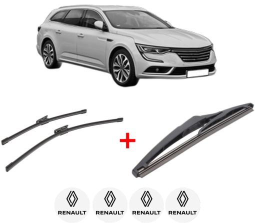 Set 3 stergatoare RENAULT TALISMAN Grandtour (KP_) din 2016 - 2022, pentru parbriz si luneta fata si spate auto, Bosch Twin, din cauciuc siliconat rezistent, 4 Stickere Auto RENAULT