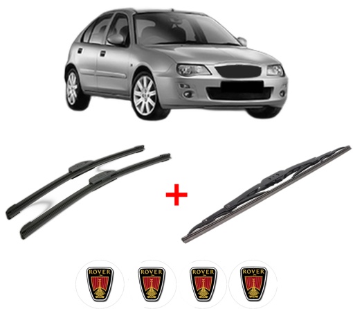 Set 3 stergatoare ROVER 25 I Hatchback (RF) din 1999 - 2005, pentru parbriz si luneta fata si spate auto, Bosch Twin, din cauciuc siliconat rezistent, 4 Stickere Auto ROVER