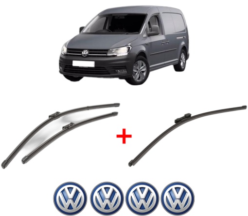 Set 3 stergatoare Volkswagen CADDY IV MPV (SAB, SAJ) din 2015 - 2020, pentru parbriz si luneta fata si spate auto, Valeo Silencio Xtrm, din cauciuc siliconat rezistent, 4 Stickere Auto VW