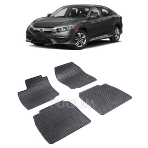 Set 4 covorase Honda Civic Hatchback 2012-2017, din cauciuc 100%, compatibile cu autoturismul HONDA Civic