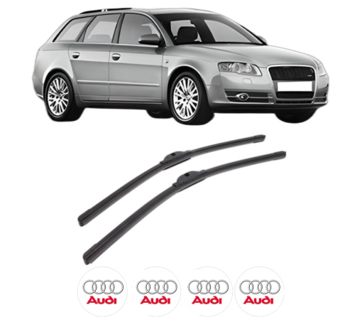 Set stergatoare AUDI A4 B7 Avant (8ED) din 2004-2008, pentru parbriz auto, 2 bucati, Bosch Aerotwin, din cauciuc siliconat rezistent, 4 Stickere Auto AUDI
