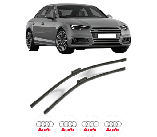 Set stergatoare AUDI A4 B9 (8W2, 8WC) din 2015-2021, pentru parbriz auto, 2 bucati, Bosch Aerotwin, din cauciuc siliconat rezistent, 4 Stickere Auto AUDI