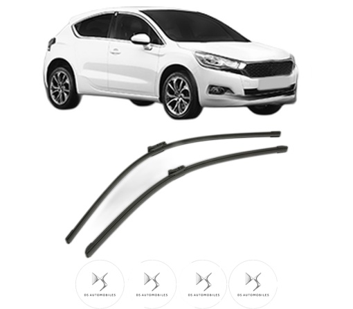 Set stergatoare DS DS 4 / DS 4 CROSSBACK (NX_) din 2015-2018, pentru parbriz auto, 2 bucati, Bosch Aerotwin, din cauciuc siliconat rezistent, 4 Stickere Auto DS