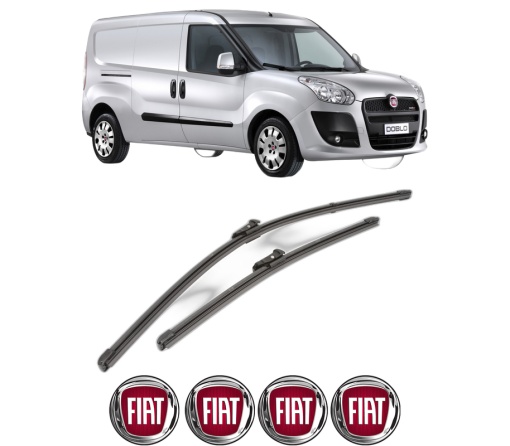 Set stergatoare FIAT DOBLO Bus (263_) din 2010-2023, pentru parbriz auto, 2 bucati, Valeo Silencio Xtrm, din cauciuc siliconat rezistent, 4 Stickere Auto FIAT