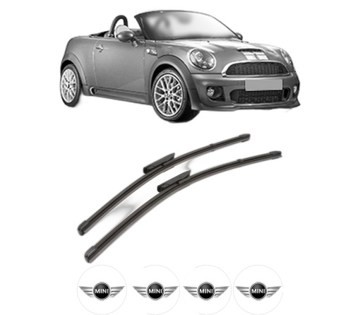Set stergatoare MINI MINI Roadster (R59) din 2011-2015, pentru parbriz auto, 2 bucati, Valeo Silencio Xtrm, din cauciuc siliconat rezistent, 4 Stickere Auto MINI