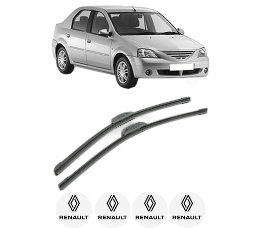 Set stergatoare RENAULT LOGAN I (LS_) din 2004-2015, pentru parbriz auto, 2 bucati, Bosch Aerotwin Retrofit, din cauciuc siliconat rezistent, 4 Stickere Auto RENAULT