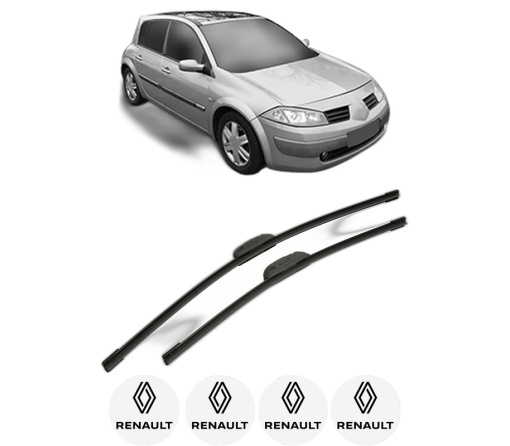 Set stergatoare RENAULT MEGANE II Hatchback Van (KM0/2_) din 2003-2009, pentru parbriz auto, 2 bucati, Bosch Aerotwin Retrofit, din cauciuc siliconat rezistent, 4 Stickere Auto RENAULT