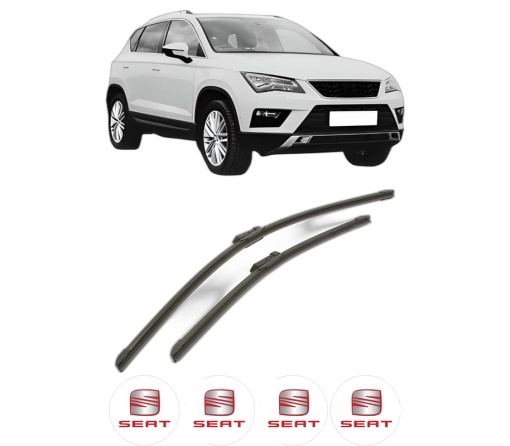 Set stergatoare SEAT ATECA (KH7, KHP) din 2016-2021, pentru parbriz auto, 2 bucati, Bosch Aerotwin, din cauciuc siliconat rezistent, 4 Stickere Auto SEAT