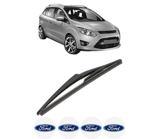 Stergator lamela spate FORD C-MAX II (DXA/CB7, DXA/CEU) din 2010 - 2019, pentru luneta auto, Valeo Silencio, din cauciuc siliconat rezistent, 4 Stickere Auto FORD