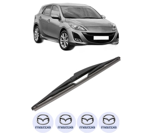 Stergator lamela spate MAZDA 3 (BL) din 2008 - 2014, pentru luneta auto, Valeo Silencio, din cauciuc siliconat rezistent, 4 Stickere Auto MAZDA