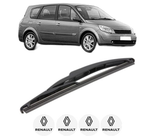 Stergator lamela spate RENAULT GRAND SCENIC II (JM0/1_) din 2004 - 2009, pentru luneta auto, Valeo Silencio, din cauciuc siliconat rezistent, 4 Stickere Auto RENAULT