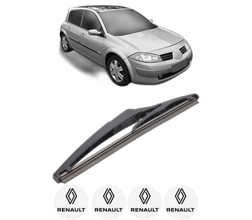 Stergator lamela spate RENAULT MEGANE II Hatchback Van (KM0/2_) din 2003 - 2009, pentru luneta auto, Bosch Twin, din cauciuc siliconat rezistent, 4 Stickere Auto RENAULT