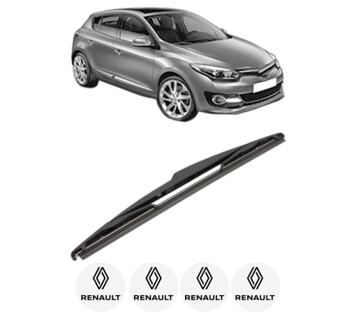 Stergator lamela spate RENAULT MEGANE III Hatchback (BZ0/1_, B3_) din 2008 - 2017, pentru luneta auto, Valeo Silencio, din cauciuc siliconat rezistent, 4 Stickere Auto RENAULT
