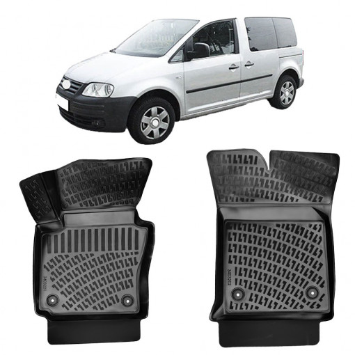 Volkswagen Caddy III Panelvan 1St Row 2004-2020 Set 2 covorase auto din cauciuc tip tavita premium line 3D