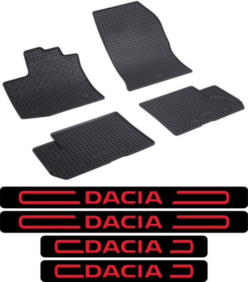 Covorase Dacia Lodgy, Combi, din 07.2012 - prezent si set 4 stickere protectie praguri Dacia