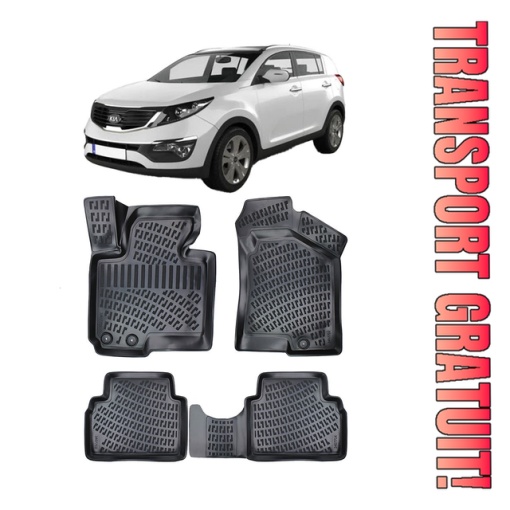 Kia Sportage III 2010-2015 Set 4 covorase auto din cauciuc tip tavita premium line 3D - Img 1