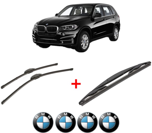 Set 3 stergatoare BMW Seria X5 (F15, F85) din 2013 - 2018, pentru parbriz si luneta fata si spate auto, Valeo Silencio, din cauciuc siliconat rezistent, 4 Stickere Auto BMW